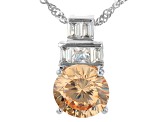 Champagne And White Cubic Zirconia Rhodium Over Sterling Silver Pendant With Chain 5.02ctw