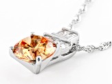 Champagne And White Cubic Zirconia Rhodium Over Sterling Silver Pendant With Chain 5.02ctw