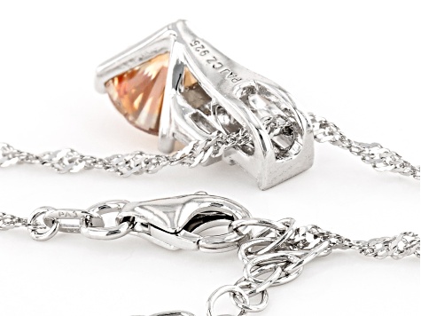 Champagne And White Cubic Zirconia Rhodium Over Sterling Silver Pendant With Chain 5.02ctw