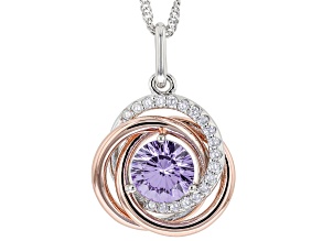Dillenium Cut Lavender And White Cubic Zirconia Rhodium And 18k Rose Gold Over Silver Pendant