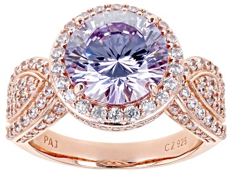 Dillenium Cut Lavender And White Cubic Zirconia 18k Rose Gold Over Sterling Silver Ring 8.23ctw