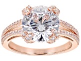 White Dillenium Cut Cubic Zirconia 18k Rose Gold Over Sterling Silver Ring 6.78ctw