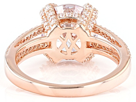 White Dillenium Cut Cubic Zirconia 18k Rose Gold Over Sterling 