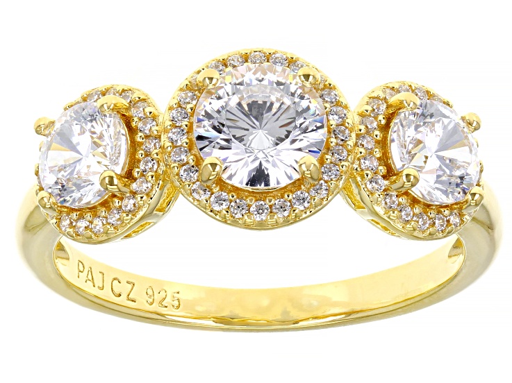 Dillenium Cut White Cubic Zirconia 18k Yellow Gold Over