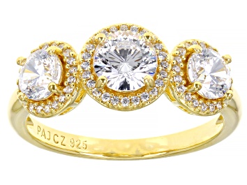 Picture of Dillenium Cut White Cubic Zirconia 18k Yellow Gold Over Sterling Silver Ring 2.50ctw