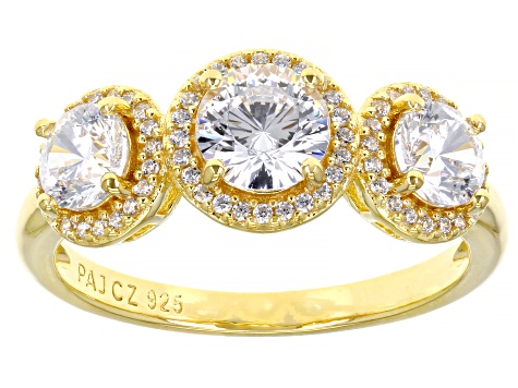 Dillenium Cut White Cubic Zirconia 18k Yellow Gold Over Sterling Silver Ring 2.50ctw