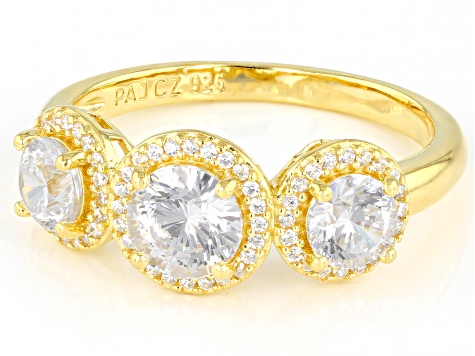 Dillenium Cut White Cubic Zirconia 18k Yellow Gold Over Sterling Silver Ring 2.50ctw