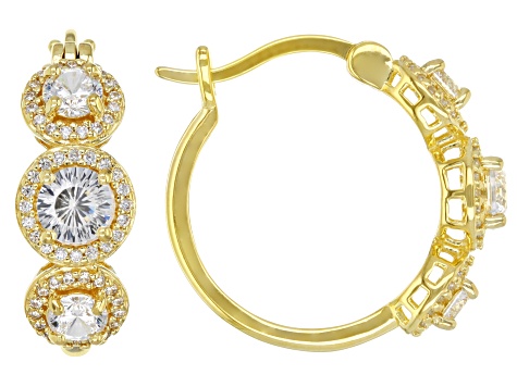 Dillenium Cut White Cubic Zirconia 18k Yellow Gold Over Sterling Silver Hoops 3.57ctw