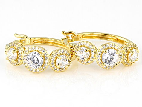 Dillenium Cut White Cubic Zirconia 18k Yellow Gold Over Sterling Silver Hoops 3.57ctw