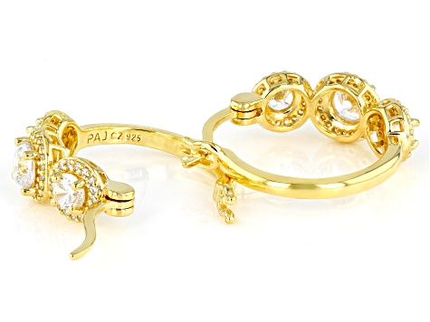 Dillenium Cut White Cubic Zirconia 18k Yellow Gold Over Sterling Silver Hoops 3.57ctw