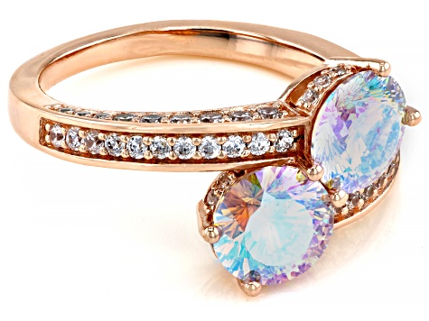 Dillenium Cut Aurora Borealis And White Cubic Zirconia 18k Rose Gold ...