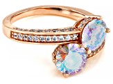 Dillenium Cut Aurora Borealis And White Cubic Zirconia 18k Rose Gold Over Sterling Silver Ring