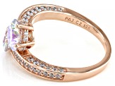 Dillenium Cut Aurora Borealis And White Cubic Zirconia 18k Rose Gold Over Sterling Silver Ring