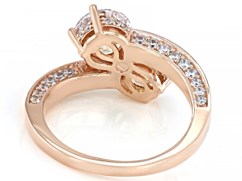 Dillenium Cut Aurora Borealis And White Cubic Zirconia 18k Rose Gold Over Sterling Silver Ring