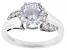 Dillenium Cut White Cubic Zirconia Rhodium Over Sterling Silver Ring 4.97ctw