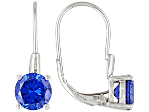4.50ctw Blue Cubic Zirconia Rhodium Over Sterling Silver Earrings