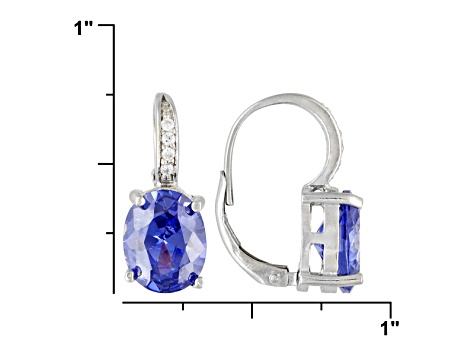 Blue And White Cubic Zirconia Rhodium Over Sterling Silver Earrings 10.95ctw