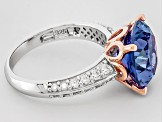 Color Change Lab Created Sapphire And White Cubic Zirconia Rhodium Over Sterling Silver Ring 9.30ctw