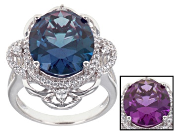 Picture of Purple Lab Created Sapphire And White Cubic Zirconia Rhodium Over Sterling Silver Ring 8.79ctw