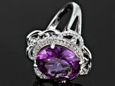 Purple Lab Created Sapphire And White Cubic Zirconia Rhodium Over Sterling Silver Ring 8.79ctw