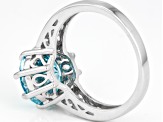 Blue And White Cubic Zirconia Rhodium Over Sterling Silver Ring 7.06ctw