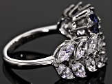 Blue And White Cubic Zirconia Rhodium Over Silver Ring 4.16ctw