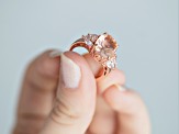 Morganite Simulant And White Cubic Zirconia 18k Rose Gold Over Silver Ring 7.06ctw