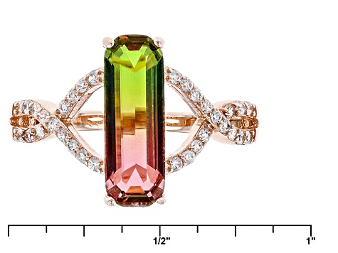 Watermelon Tourmaline Simulant And White Cubic Zirconia 18k Rose Gold ...