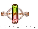 Watermelon Tourmaline Simulant And White Cubic Zirconia 18k Rose Gold Over Silver Ring 0.38ctw