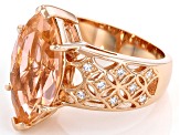 Morganite Simulant And White Cubic Zirconia 18k Rose Gold Over Sterling Silver Ring 7.39ctw