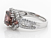 Pink & White Cubic Zirconia Rhodium Over Sterling Silver Ring 5.09ctw