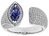 Melissa's Blue & White Cubic Zirconia Rhodium Over Sterling Silver Ring 3.39ctw