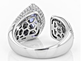 Melissa's Blue & White Cubic Zirconia Rhodium Over Sterling Silver Ring 3.39ctw