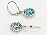Blue Cubic Zirconia Rhodium Over Sterling Silver Earrings 6.70CTW