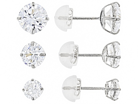 Womens Stud Earring Set White Cubic Zirconia 5ctw 10k Gold Womens Stud Earring Set White Cubic Zirconia 5ctw 10k Gold