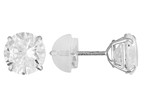 White Cubic Zirconia 10k White Gold Stud Earrings 2.86ctw