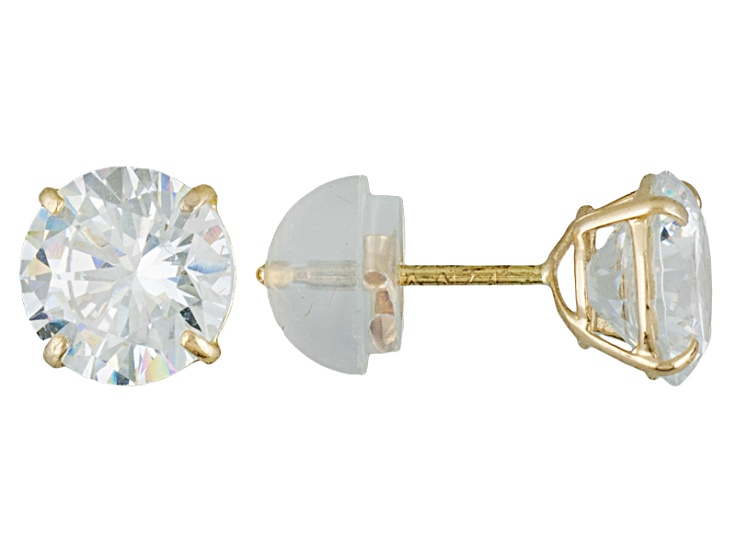 White Cubic Zirconia 10k Yellow Gold Stud Earrings 2.86ctw