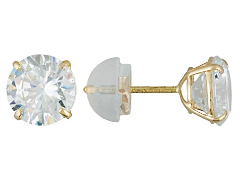 White Cubic Zirconia 10k Yellow Gold Stud Earrings 2.86ctw