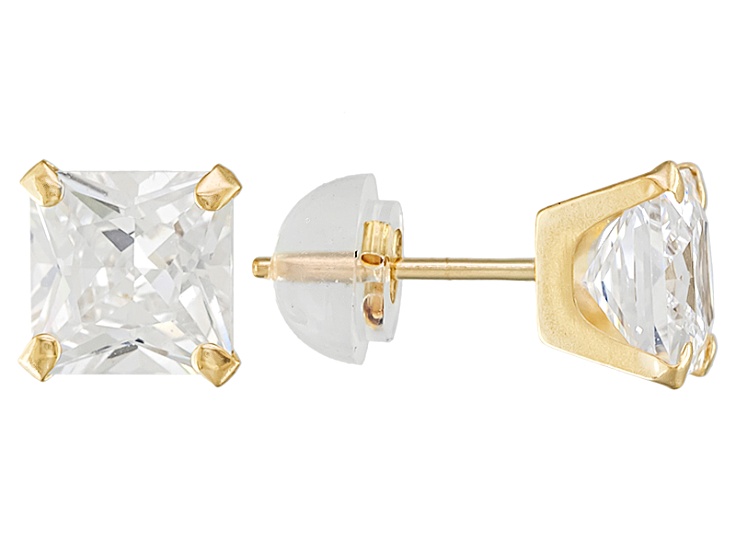 White Cubic Zirconia 10k Yellow Gold Earrings 4.20ctw