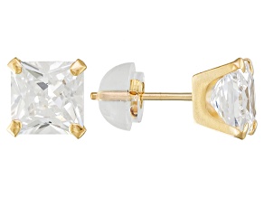 White Cubic Zirconia 10k Yellow Gold Earrings 4.20ctw