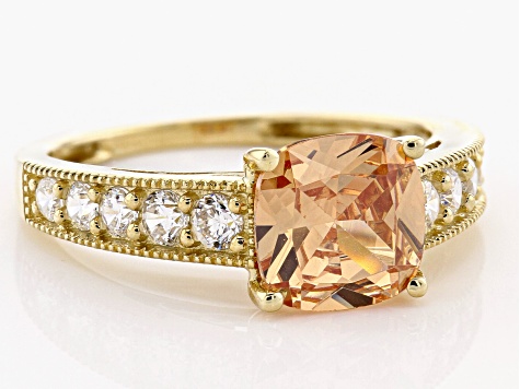 Brown And White Cubic Zirconia 10k Yellow Gold Ring 4.66ctw
