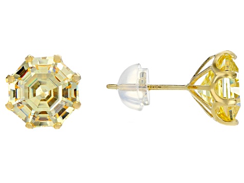 Yellow Cubic Zirconia 10k Gold Stud Earrings 7 00ctw Yellow Cubic Zirconia 10k Gold Stud Earrings 7 00ctw