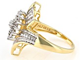 White Cubic Zirconia Rhodium Over Sterling Silver And 1k Yellow Gold Ring 1.37ctw