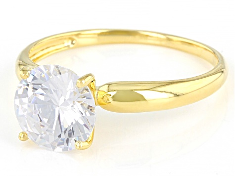 Size 7 1K Yellow Gold Cubic Zirconia Ring 