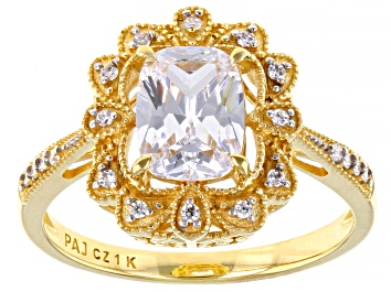 Picture of White Cubic Zirconia 1k Yellow Gold Ring 2.35ctw