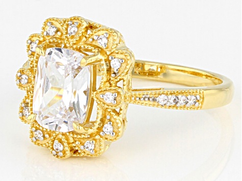 White Cubic Zirconia 1k Yellow Gold Ring 2.35ctw