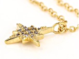 White Cubic Zirconia 1K Yellow Gold Star Necklace 0.10ctw