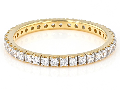 White Cubic Zirconia 1k Yellow Gold Eternity Band Ring 0.99ctw