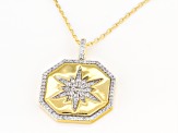 White Cubic Zirconia 1k Yellow Gold Star Pendant With Chain 0.96ctw