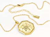 White Cubic Zirconia 1k Yellow Gold Star Pendant With Chain 0.96ctw